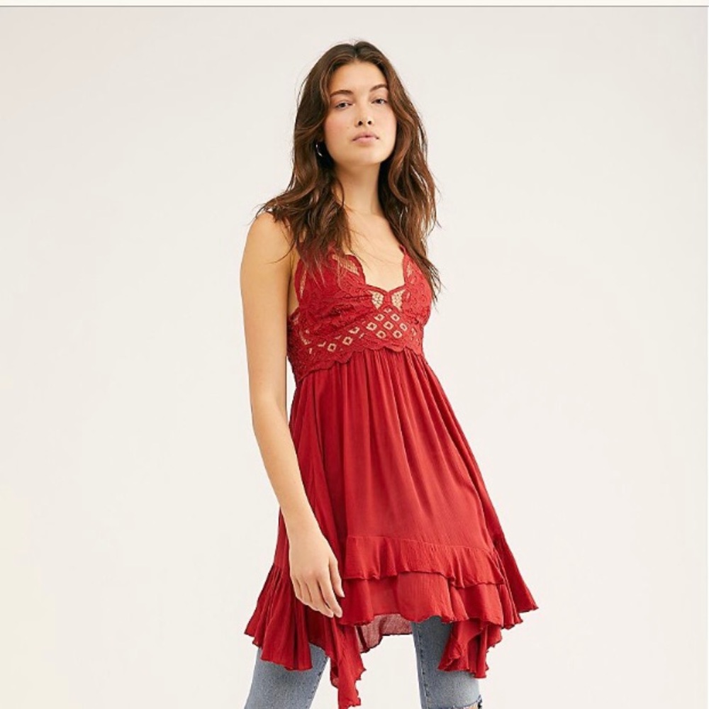 Free People Dark Cherry Adella Slip -Small
